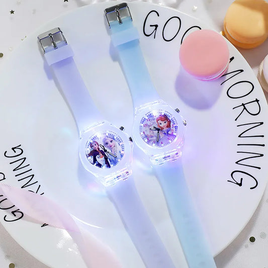 Disney Princess Watches. Luminous Elsa Watch.Silicone strap.