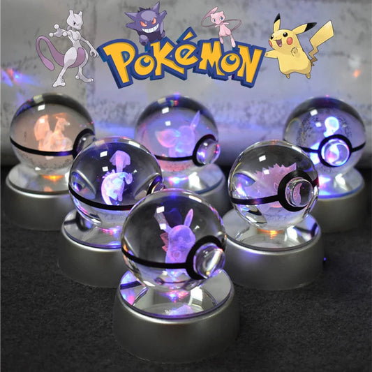 Pokemon 3D Crystal Ball Lamp/Statue Kids Birthday Gift